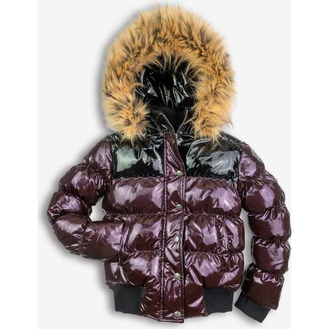 Kyla Puffer Coat, Burgundy/Black