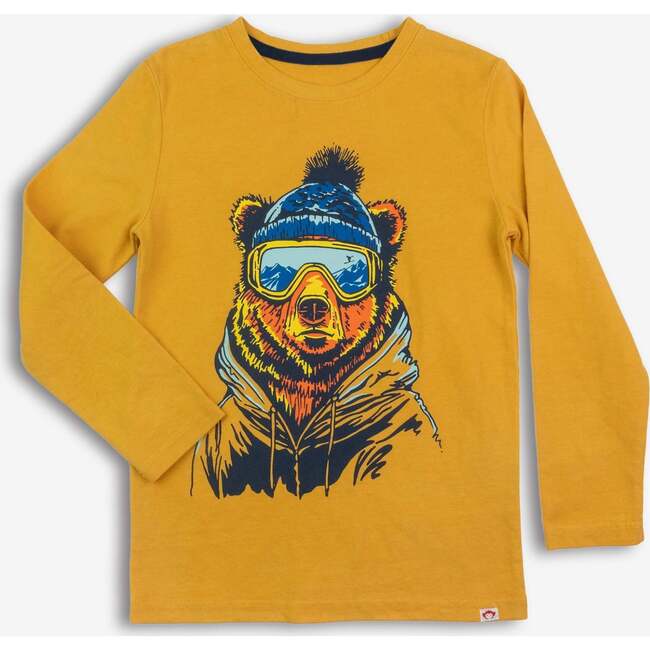 Graphic Long Sleeve Tee - Ski Bear, Beeswax