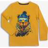 Graphic Long Sleeve Tee - Ski Bear, Beeswax - Shirts - 1 - thumbnail