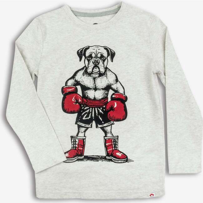 Graphic Long Sleeve Tee - The Boxer, Cloud Heather