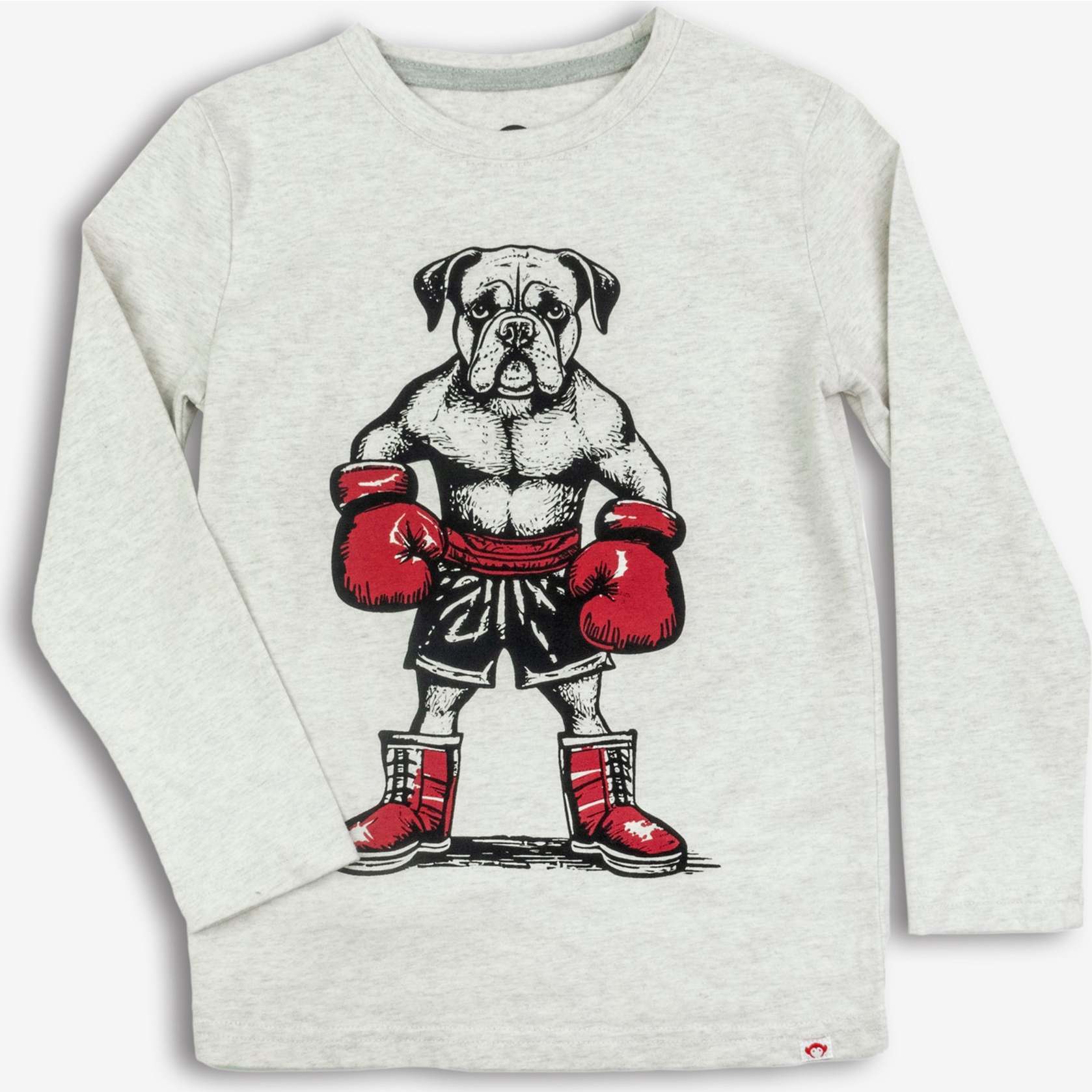 Graphic Long Sleeve Tee - The Boxer, Cloud Heather - Shirts - 1