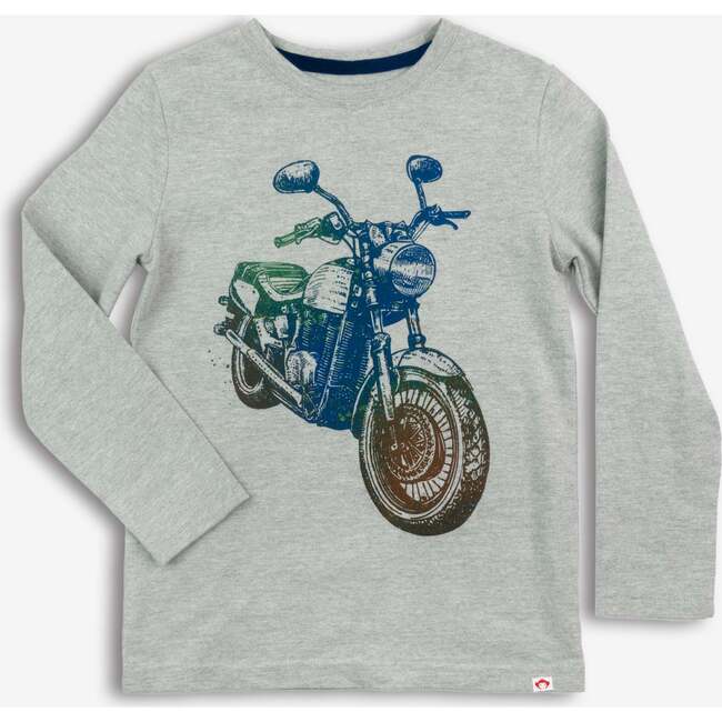 Graphic Long Sleeve Tee - Retro Bike, Heather Mist