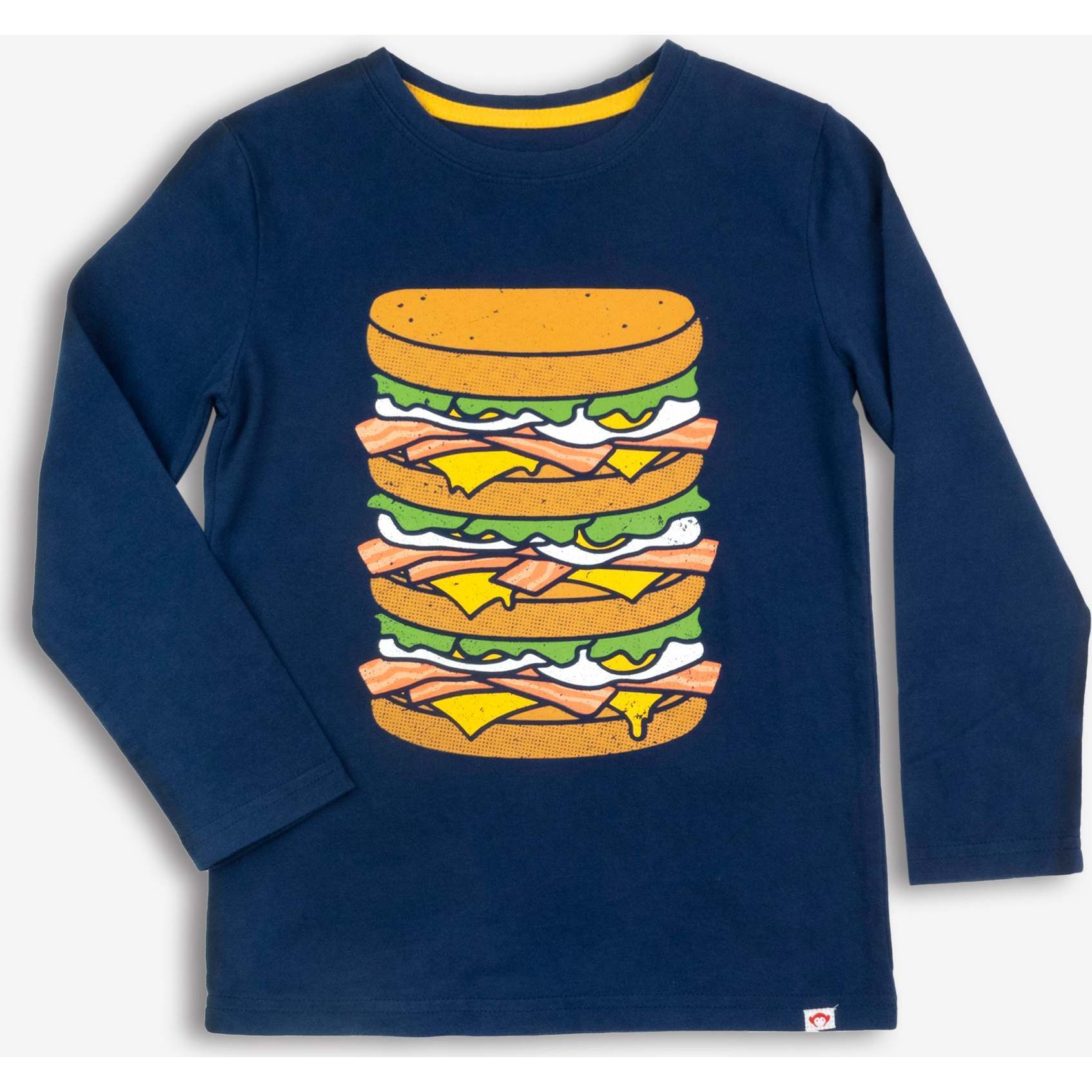Graphic Long Sleeve Tee - Bacon, Eggs & Cheese, Navy Blue - Shirts - 1