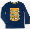 Graphic Long Sleeve Tee - Bacon, Eggs & Cheese, Navy Blue - Shirts - 1 - thumbnail