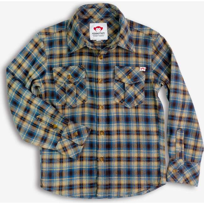 Flannel Shirt, Chocolate/Blue Plaid