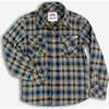 Flannel Shirt, Chocolate/Blue Plaid - Shirts - 1 - thumbnail