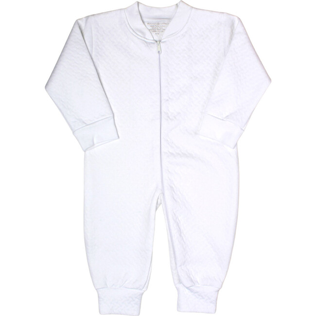 White Snap-Up Sleep n Play Jacquard Cotton