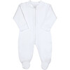 White Zippered Sleep n Play Jacquard Cotton - Footie Pajamas - 1 - thumbnail