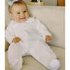 White Zippered Sleep n Play Jacquard Cotton - Footie Pajamas - 2