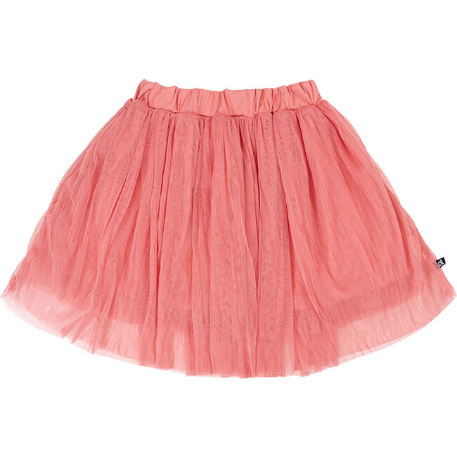 Monochrome Lined Elastic Waistband Pleated Tulle Skirt, Bubblegum Pink