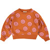 Happy Faces Graphic Print Crew Neck Long Sleeve Sweatshirt, Orange - Sweatshirts - 1 - thumbnail