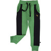 Colorblock Pattern Elastic Waistband Drawstring Pockets Jogger, Black & Emerald - Sweatpants - 1 - thumbnail