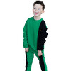 Colorblock Pattern Elastic Waistband Drawstring Pockets Jogger, Black & Emerald - Sweatpants - 2