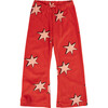 All-over Star Graphic Print Velvet Elastic Waistband Wide Leg Flared Legging, Pink - Leggings - 1 - thumbnail