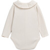 Ribbed Flutter Collar 2-Neck Button Long Sleeve Snap Onesie, Cream - Onesies - 2