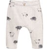 Sheep Graphic Print Elastic Waistband Coconut Button Leggings, Grey - Leggings - 1 - thumbnail