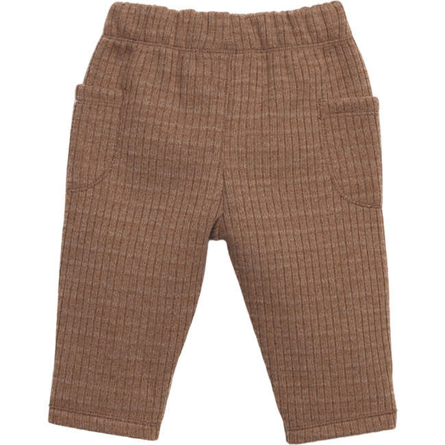 Woven Elastic Waistband Drawstring 2-Side Pockets Pant, Brown - Pants - 2