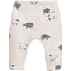 Sheep Graphic Print Elastic Waistband Coconut Button Leggings, Grey - Leggings - 2