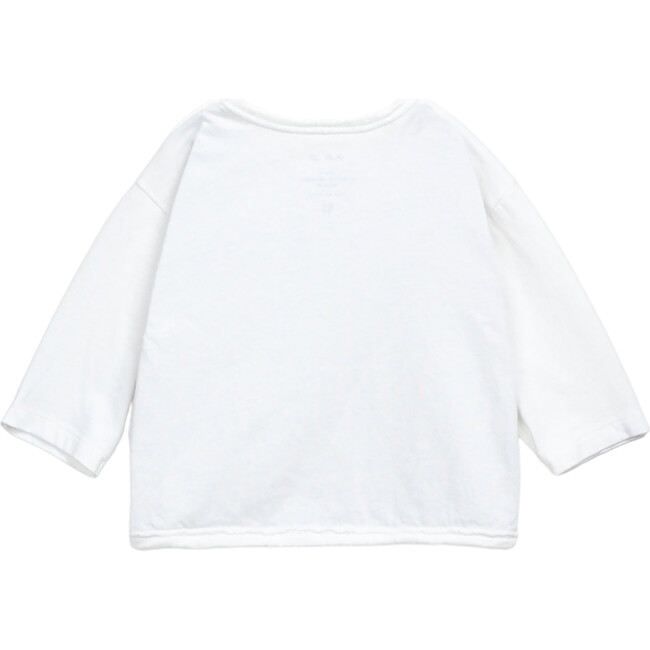 Wording Graphic Print Crew Neck Long Sleeve 2-Button Shoulder T-Shirt, White - T-Shirts - 2