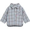 Organic Cotton Plaid Classic Collar Long Sleeve Button-Down Shirt, Blue - Button Downs - 1 - thumbnail