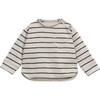 Jersey Striped Crew Neck Long Sleeve 2-Button Shoulder Pocket T-Shirt, Grey - T-Shirts - 1 - thumbnail