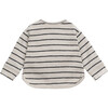 Jersey Striped Crew Neck Long Sleeve 2-Button Shoulder Pocket T-Shirt, Grey - T-Shirts - 2