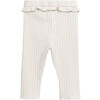 Jersey Ribbed Frill Elastic Waistband Leggings, Cream - Leggings - 2