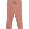 Jersey Elastic Waistband Cuffed Hem Leggings, Coral - Leggings - 1 - thumbnail