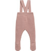 Intricate Pattern Knit Adjustable Straps Front Button Footie Overall, Pink - Rompers - 2