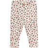 Floral Spot Print Ribbed Elastic Waistband Coconut Button Leggings, Multicolors - Leggings - 1 - thumbnail