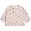 Floral Print Henley Neck Long Sleeve 2-Front Button T-Shirt, Baby Pink - T-Shirts - 1 - thumbnail