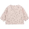 Floral Print Henley Neck Long Sleeve 2-Front Button T-Shirt, Baby Pink - T-Shirts - 2