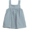 Corduroy Square Neck Strap Shoulder Coconut Button-Down Pocket Dress, Blue - Dresses - 2