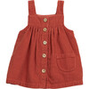 Corduroy Square Neck Strap Shoulder Coconut Button-Down Pocket Dress, Red - Dresses - 1 - thumbnail