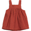 Corduroy Square Neck Strap Shoulder Coconut Button-Down Pocket Dress, Red - Dresses - 2