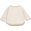 Contrast Hem Waffle Knit Henley Neck Long Sleeve 2-Front Button T-Shirt, Cream - T-Shirts - 2