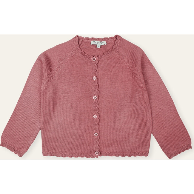 Scalloped Luna Cardigan with Raglan Sleeves, Pink