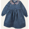 Pauline Hand-Embroidered Dress, in Needlecord with Collar in Liberty Print, Blue - Dresses - 1 - thumbnail