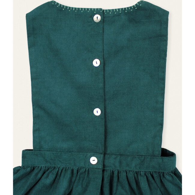 Liz Retro Dress with cross-stitch embroidery, Green - Dresses - 3