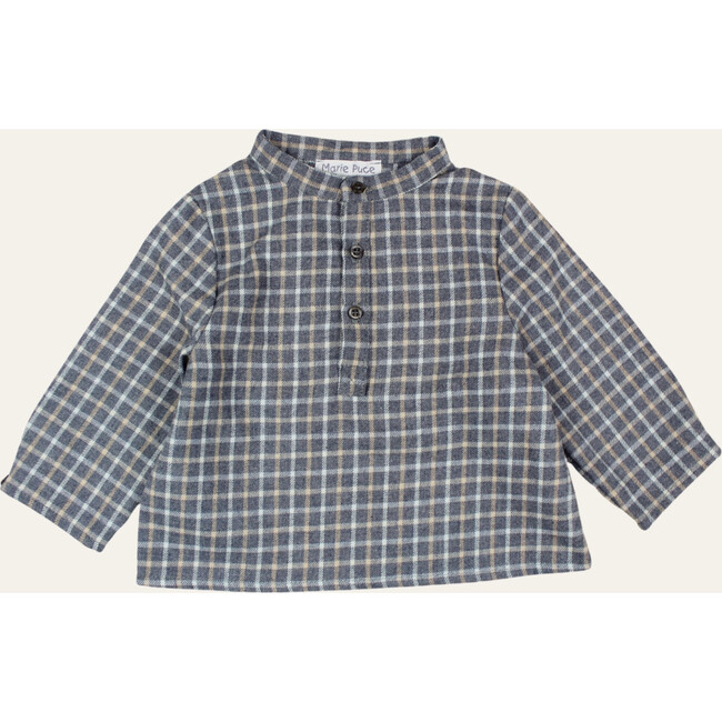 Baby Emile Checked Shirt With Mao Collar, Grey