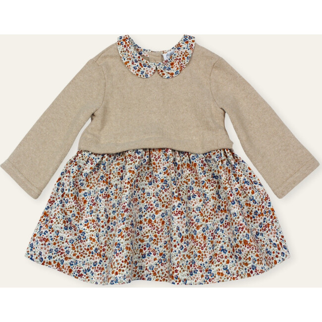 Gloria Baby Dress in Liberty Print, Beige