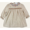 Alix Embroidered Baby Dress with Liberty Collar, Beige - Dresses - 1 - thumbnail