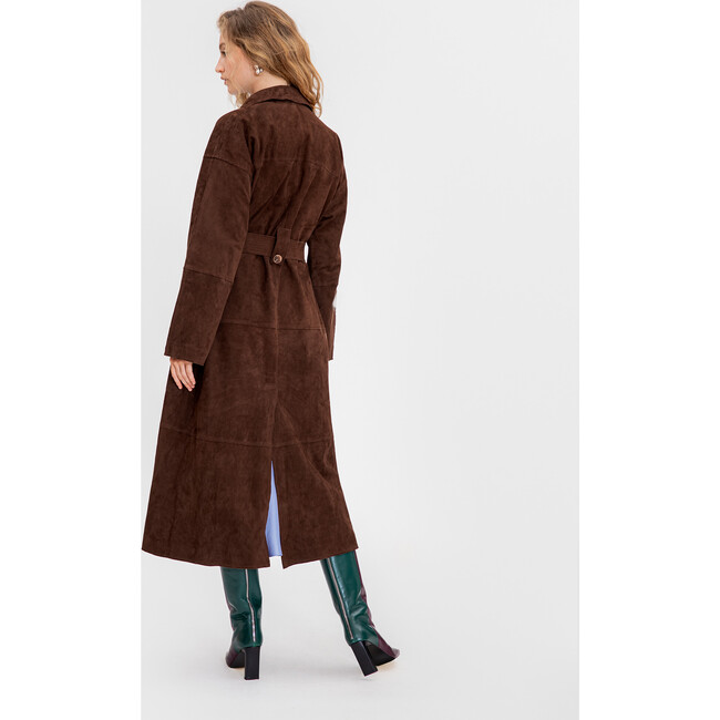 Women's Suede Clayton Coat, Chocolate - Coats - 4