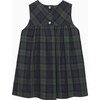 Little Scottie Tartan Print Velvet Bow Pinafore Dress, Navy - Dresses - 2