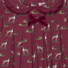 Little Deer Print Petal Collar Velvet Bow Jersey Dress, Berry - Dresses - 3