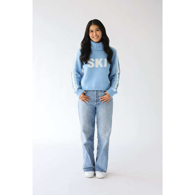 Womens Retro Ski Cropped Turtleneck, Blue - Sweaters - 2