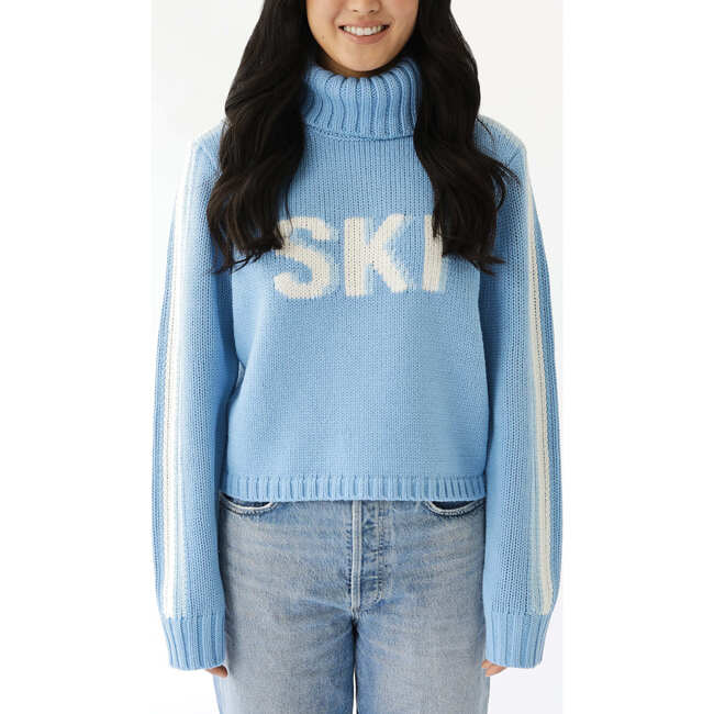 Womens Retro Ski Cropped Turtleneck, Blue - Sweaters - 3