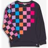 Ruby Sweatshirt, Navy Checkerboard - Sweatshirts - 1 - thumbnail