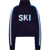 Women's Retro Ski Knit Cropped Turtleneck Sweater, Navy - Sweaters - 1 - thumbnail