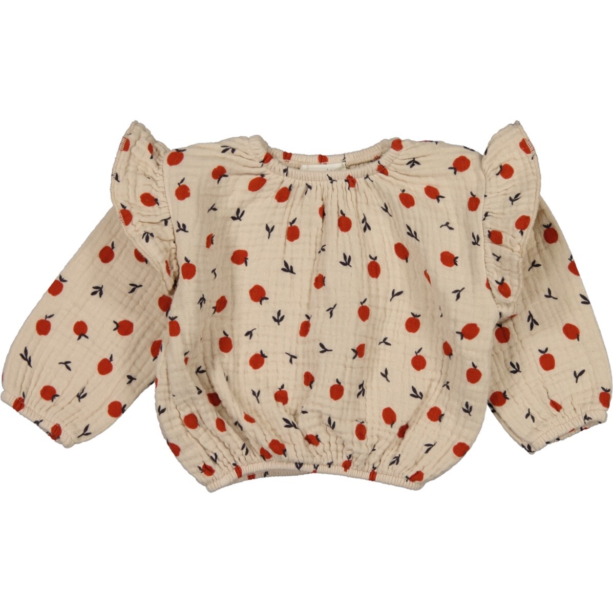 Muslin Long Sleeve Blouse, Apples - Blouses - 1